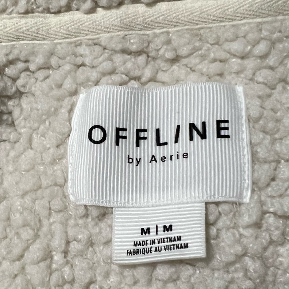Offline By Aerie Fluff Love Sherpa Jacket Women's Sky Hooded Soft Cozy Sz Medium